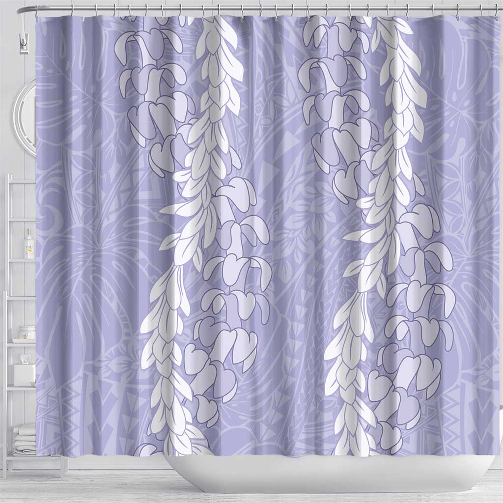Puakenikeni and Maile Lei Shower Curtain Purple Double Strand Lei