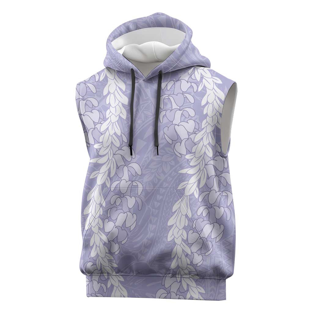 Puakenikeni and Maile Lei Sleeveless Hoodie Purple Double Strand Lei LT9 Purple - Polynesian Pride