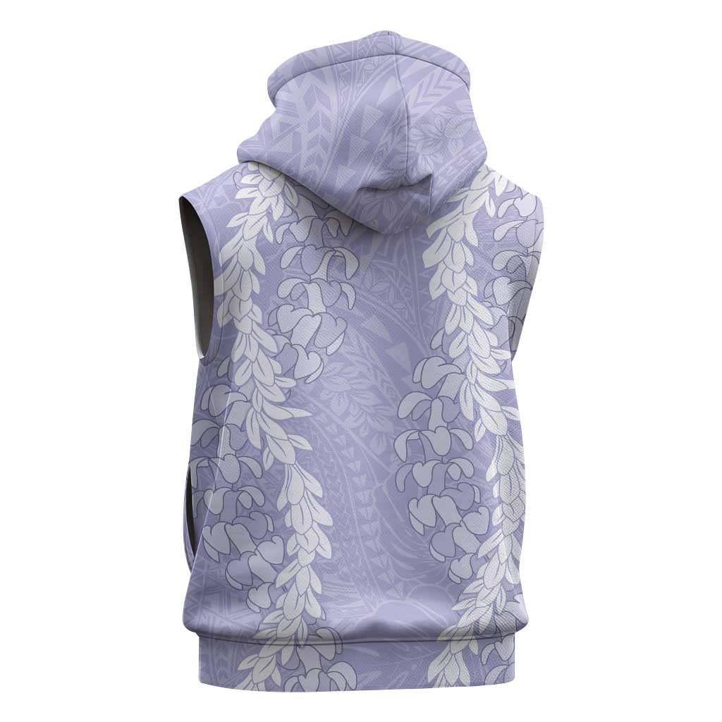 Puakenikeni and Maile Lei Sleeveless Hoodie Purple Double Strand Lei LT9 - Polynesian Pride