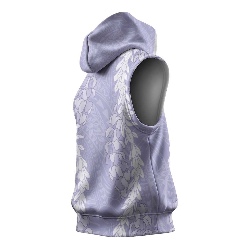 Puakenikeni and Maile Lei Sleeveless Hoodie Purple Double Strand Lei LT9 - Polynesian Pride
