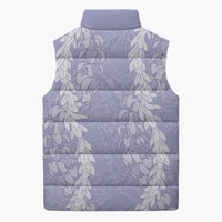 Puakenikeni and Maile Lei Sleeveless Puffer Jacket Purple Double Strand Lei - Polynesian Pride