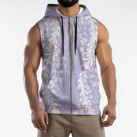 Puakenikeni and Maile Lei Sleeveless Zip Hoodie Purple Double Strand Lei - Polynesian Pride
