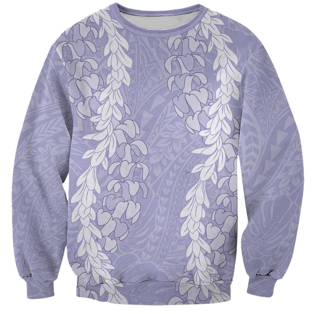 Puakenikeni and Maile Lei Sweatshirt Purple Double Strand Lei LT9 Unisex Purple - Polynesian Pride