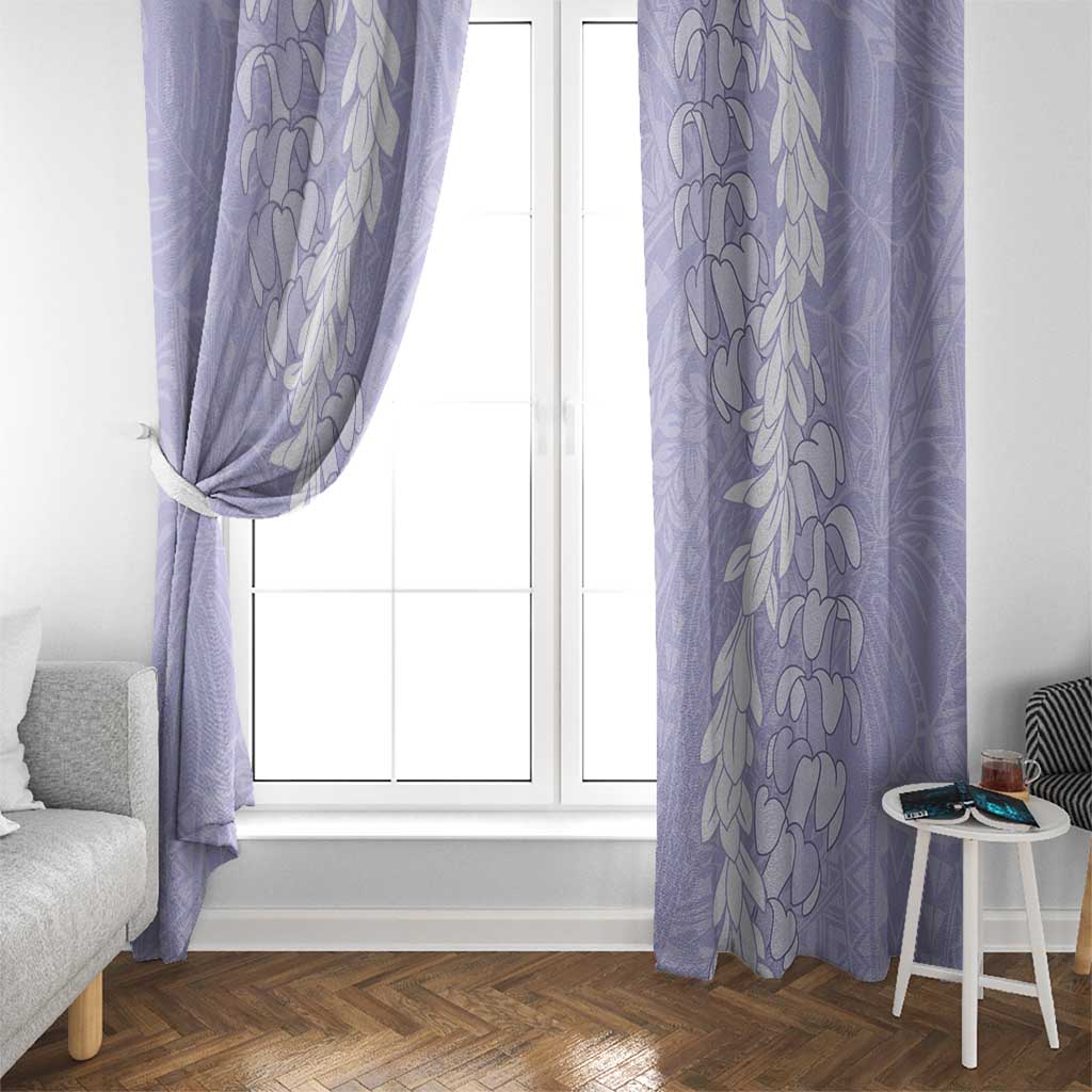 Puakenikeni and Maile Lei Window Curtain Purple Double Strand Lei