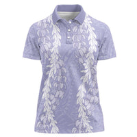 Puakenikeni and Maile Lei Women Polo Shirt Purple Double Strand Lei LT9 Female Purple - Polynesian Pride