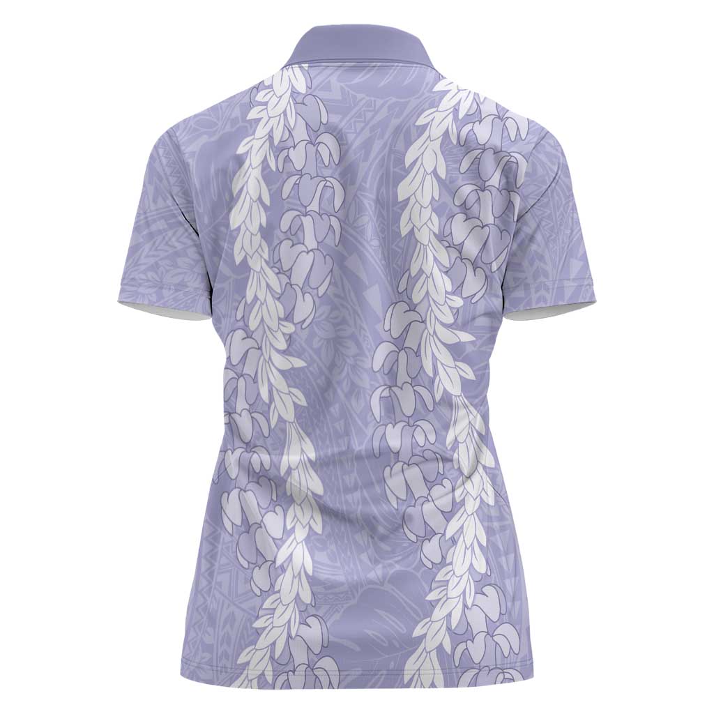 Puakenikeni and Maile Lei Women Polo Shirt Purple Double Strand Lei LT9 - Polynesian Pride