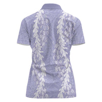 Puakenikeni and Maile Lei Women Polo Shirt Purple Double Strand Lei LT9 - Polynesian Pride
