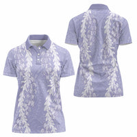 Puakenikeni and Maile Lei Women Polo Shirt Purple Double Strand Lei LT9 - Polynesian Pride