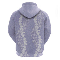 Puakenikeni and Maile Lei Zip Hoodie Purple Double Strand Lei
