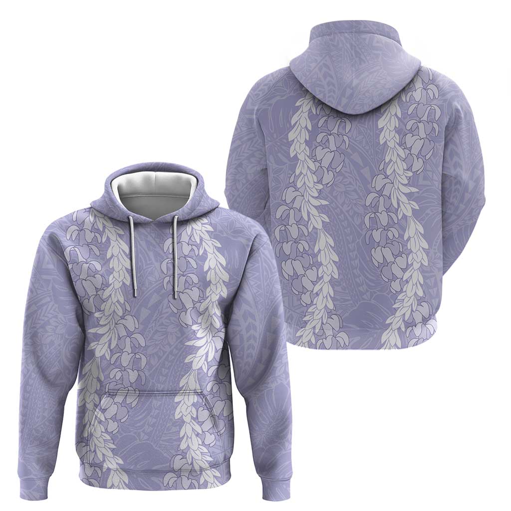 Puakenikeni and Maile Lei Zip Hoodie Purple Double Strand Lei