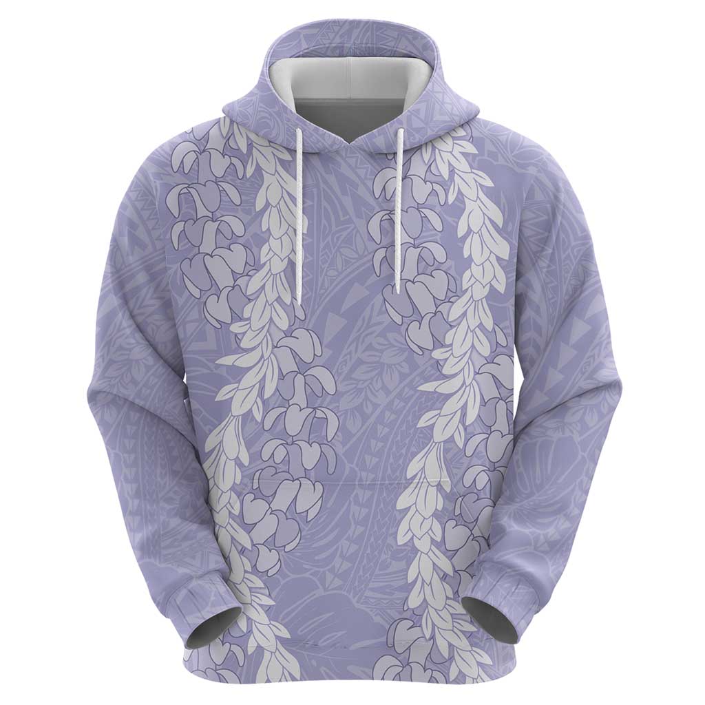 Puakenikeni and Maile Lei Zip Hoodie Purple Double Strand Lei