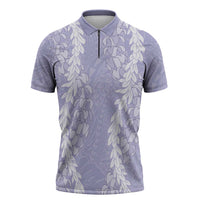 Puakenikeni and Maile Lei Zipper Polo Shirt Purple Double Strand Lei LT9 Purple - Polynesian Pride