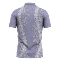 Puakenikeni and Maile Lei Zipper Polo Shirt Purple Double Strand Lei LT9 - Polynesian Pride