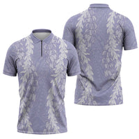 Puakenikeni and Maile Lei Zipper Polo Shirt Purple Double Strand Lei LT9 - Polynesian Pride