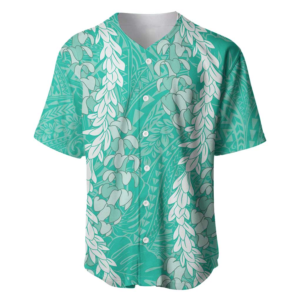 Puakenikeni and Maile Lei Baseball Jersey Sage Green Double Strand Lei LT9 Sage Green - Polynesian Pride