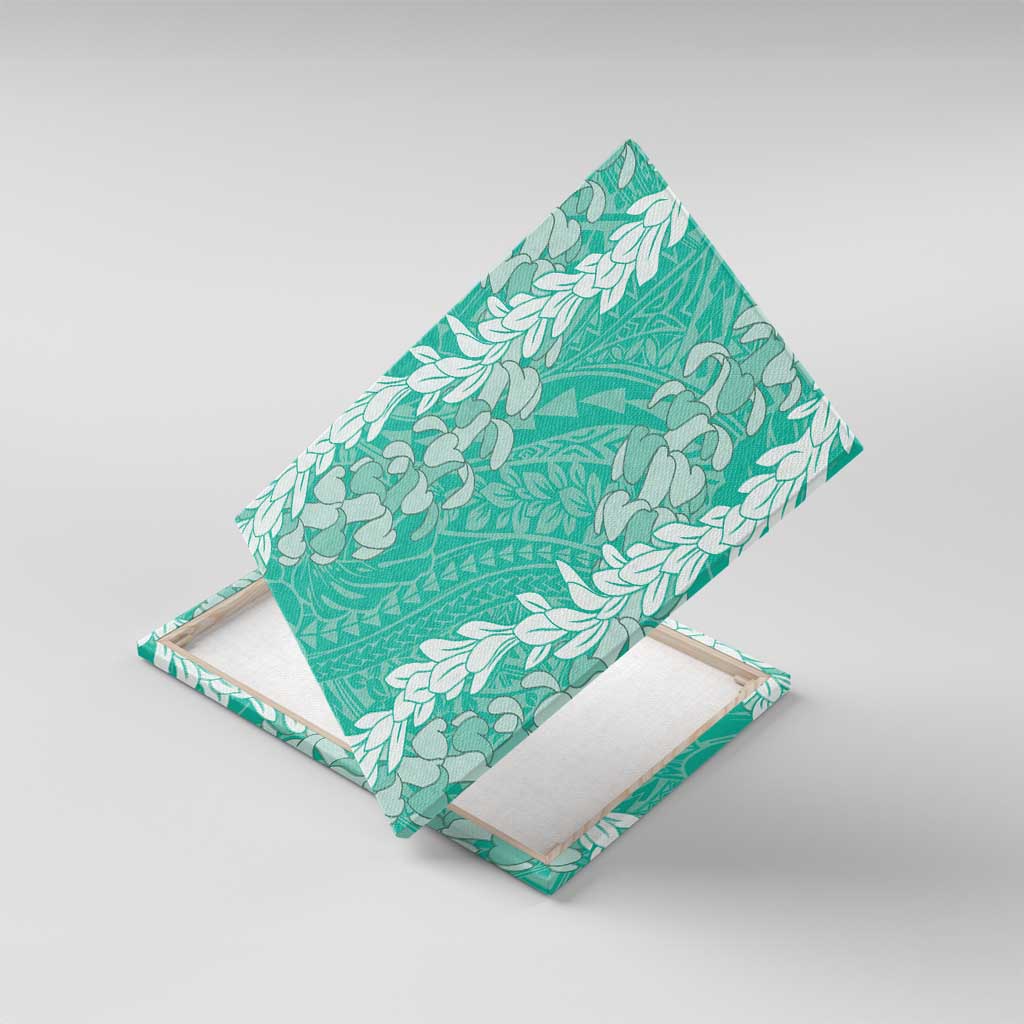 Puakenikeni and Maile Lei Canvas Wall Art Sage Green Double Strand Lei