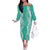 Puakenikeni and Maile Lei Family Matching Off The Shoulder Long Sleeve Dress and Hawaiian Shirt Sage Green Double Strand Lei