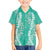 Puakenikeni and Maile Lei Family Matching Off The Shoulder Long Sleeve Dress and Hawaiian Shirt Sage Green Double Strand Lei