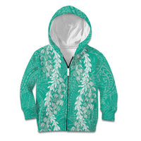 Puakenikeni and Maile Lei Kid Hoodie Sage Green Double Strand Lei