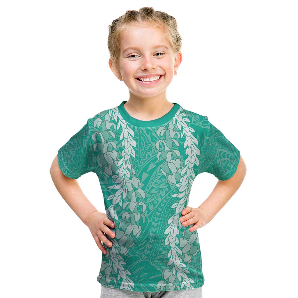 Puakenikeni and Maile Lei Kid T Shirt Sage Green Double Strand Lei LT9 Sage Green - Polynesian Pride