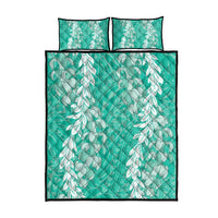 Puakenikeni and Maile Lei Quilt Bed Set Sage Green Double Strand Lei