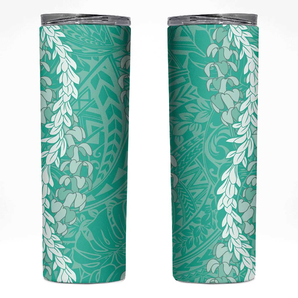 Puakenikeni and Maile Lei Skinny Tumbler Sage Green Double Strand Lei LT9 Sage Green - Polynesian Pride