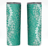 Puakenikeni and Maile Lei Skinny Tumbler Sage Green Double Strand Lei LT9 Sage Green - Polynesian Pride