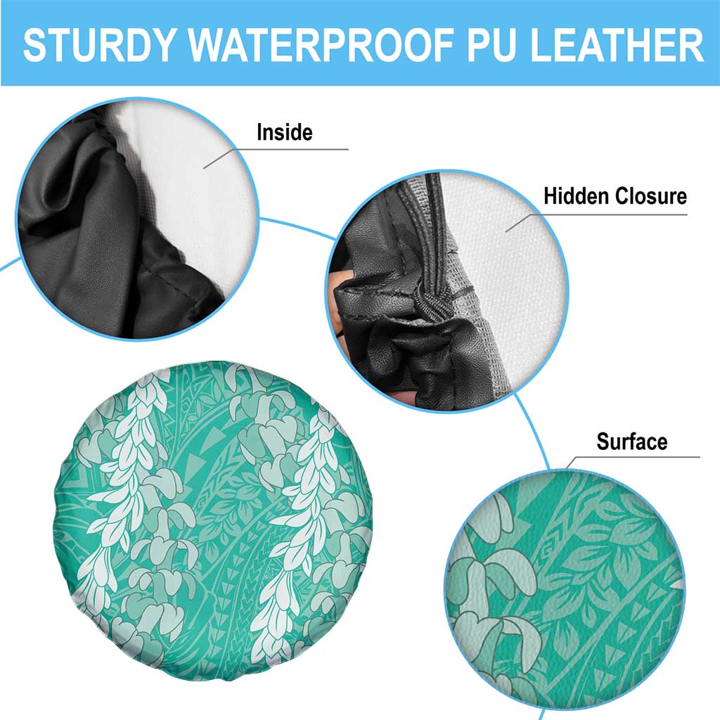 Puakenikeni and Maile Lei Spare Tire Cover Sage Green Double Strand Lei