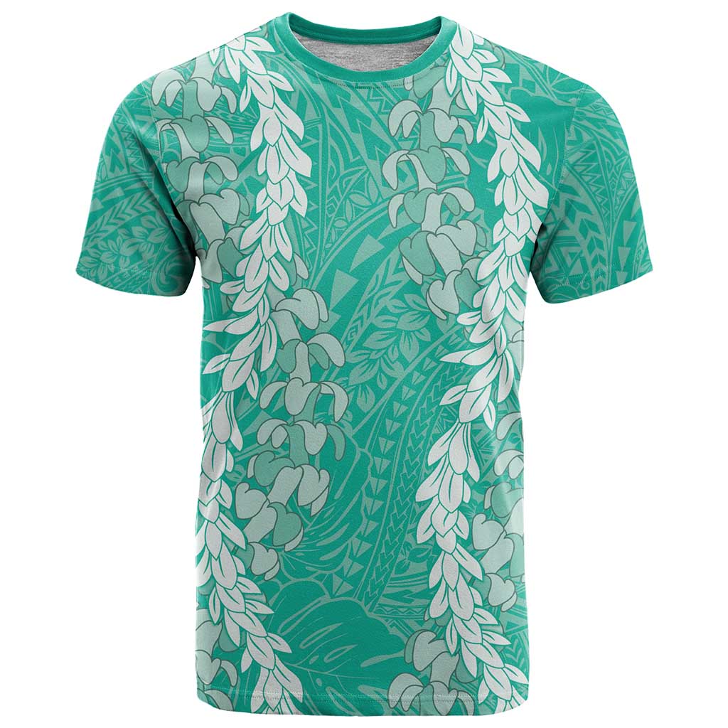 Puakenikeni and Maile Lei T Shirt Sage Green Double Strand Lei LT9 Sage Green - Polynesian Pride