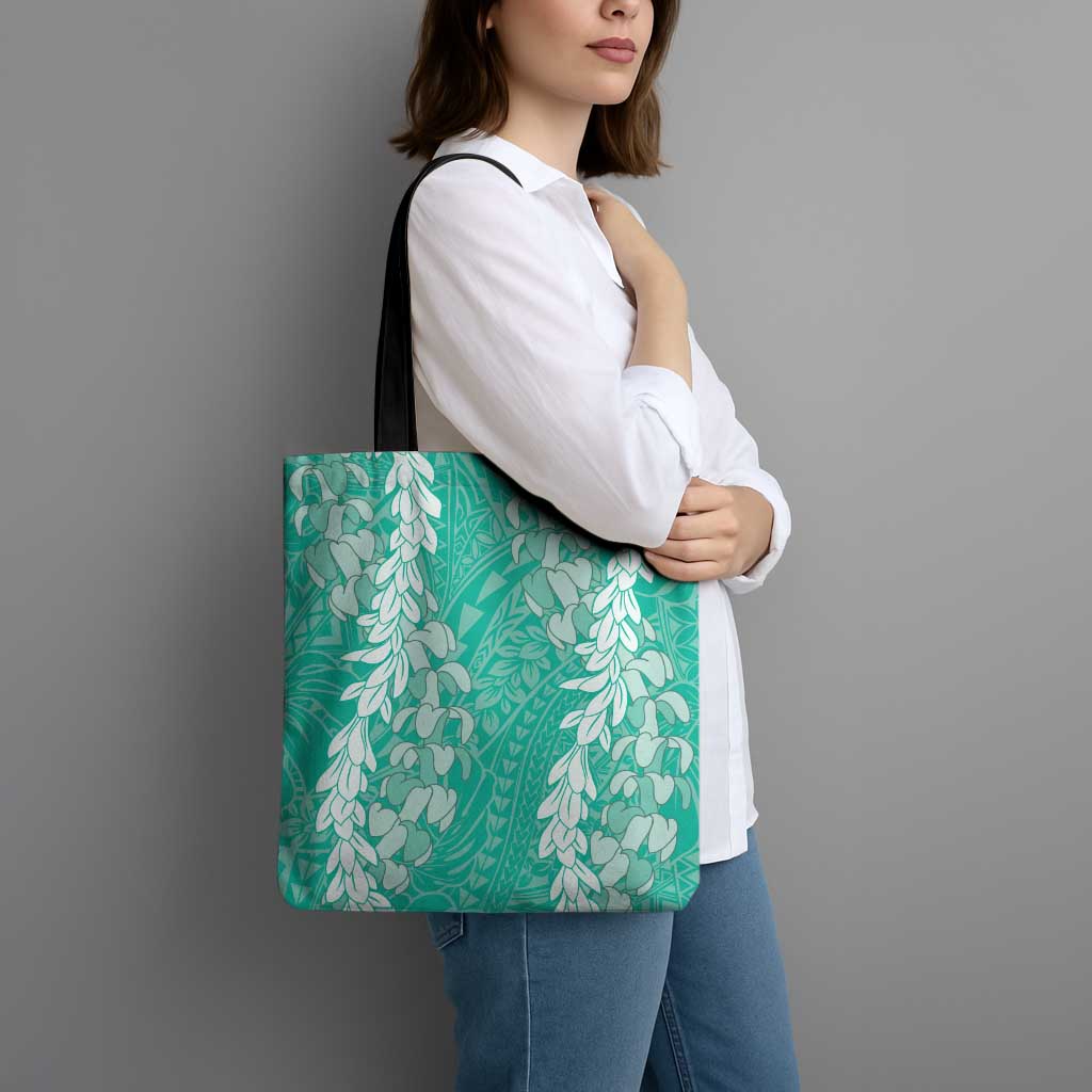 Puakenikeni and Maile Lei Tote Bag Sage Green Double Strand Lei - Polynesian Pride
