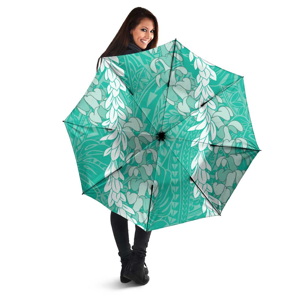 Puakenikeni and Maile Lei Umbrella Sage Green Double Strand Lei - Polynesian Pride