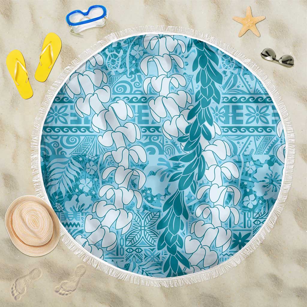 Blue Puakenikeni and Maile Lei Beach Blanket Hawaiian Style Tribal Tapa Double Strand Lei