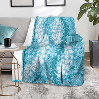 Blue Puakenikeni and Maile Lei Blanket Hawaiian Style Tribal Tapa Double Strand Lei