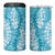 Blue Puakenikeni and Maile Lei 4 in 1 Can Cooler Tumbler Hawaiian Style Tribal Tapa Double Strand Lei