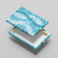 Blue Puakenikeni and Maile Lei Canvas Wall Art Hawaiian Style Tribal Tapa Double Strand Lei