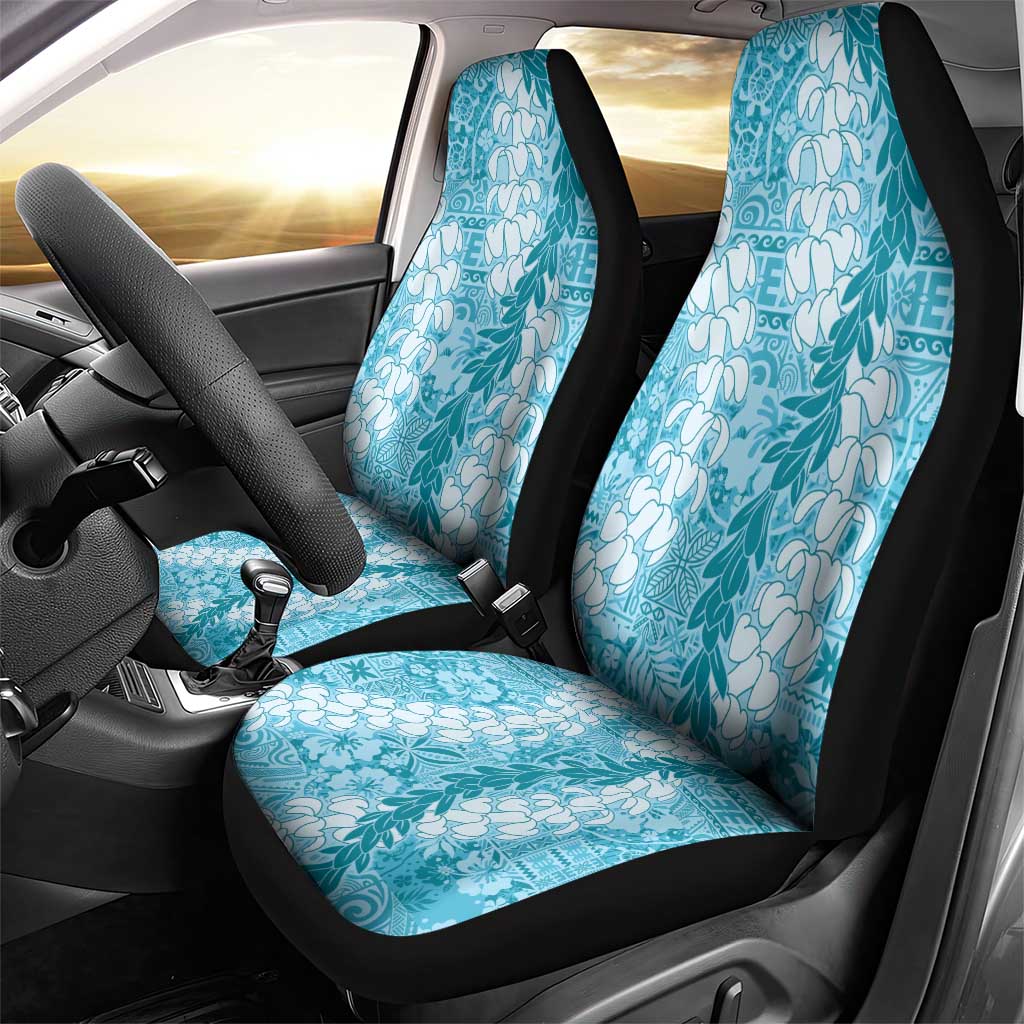 Blue Puakenikeni and Maile Lei Car Seat Cover Hawaiian Style Tribal Tapa Double Strand Lei