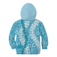 Blue Puakenikeni and Maile Lei Kid Hoodie Hawaiian Style Tribal Tapa Double Strand Lei
