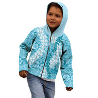 Blue Puakenikeni and Maile Lei Kid Hoodie Hawaiian Style Tribal Tapa Double Strand Lei
