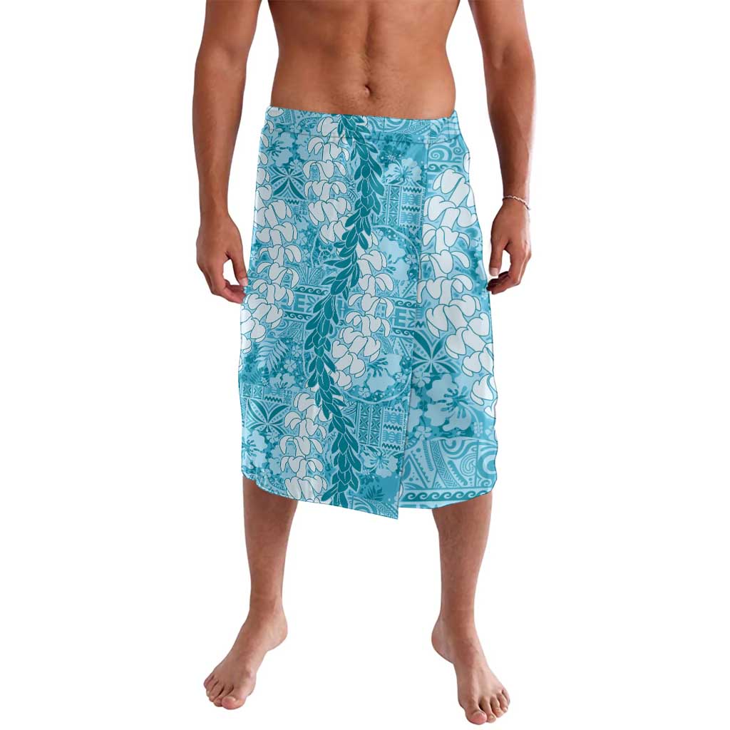 Blue Puakenikeni and Maile Lei Lavalava Hawaiian Style Tribal Tapa Double Strand Lei