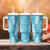 Blue Puakenikeni and Maile Lei Tumbler With Handle Hawaiian Style Tribal Tapa Double Strand Lei