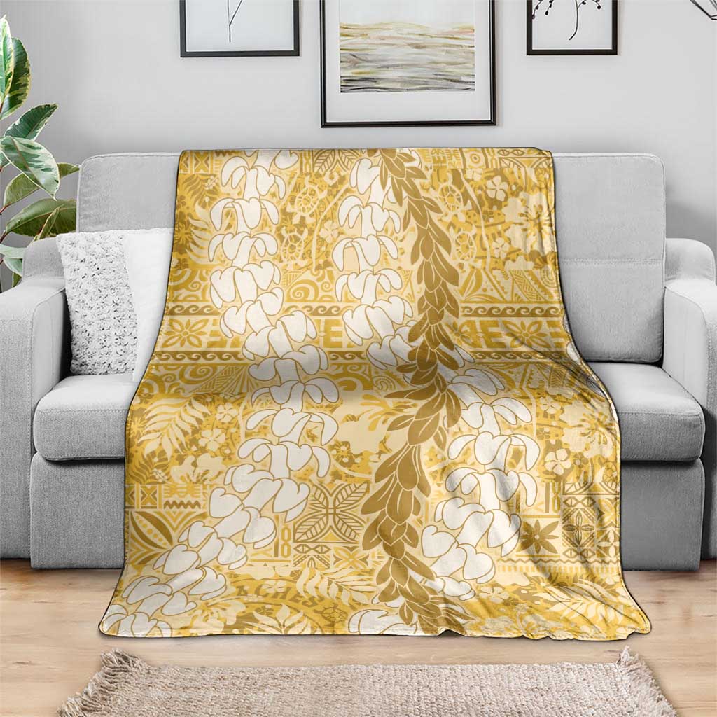 Gold Puakenikeni and Maile Lei Blanket Hawaiian Style Tribal Tapa Double Strand Lei LT9 - Polynesian Pride