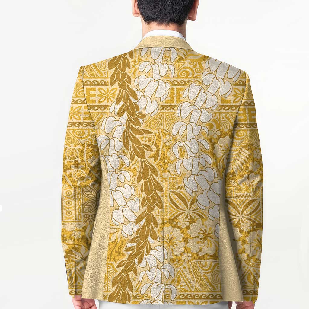 Gold Puakenikeni and Maile Lei Blazer Hawaiian Style Tribal Tapa Double Strand Lei LT9 - Polynesian Pride
