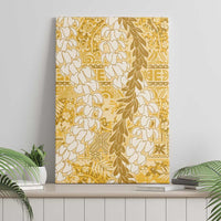 Gold Puakenikeni and Maile Lei Canvas Wall Art Hawaiian Style Tribal Tapa Double Strand Lei LT9 - Polynesian Pride