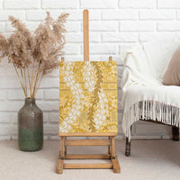 Gold Puakenikeni and Maile Lei Canvas Wall Art Hawaiian Style Tribal Tapa Double Strand Lei LT9 - Polynesian Pride