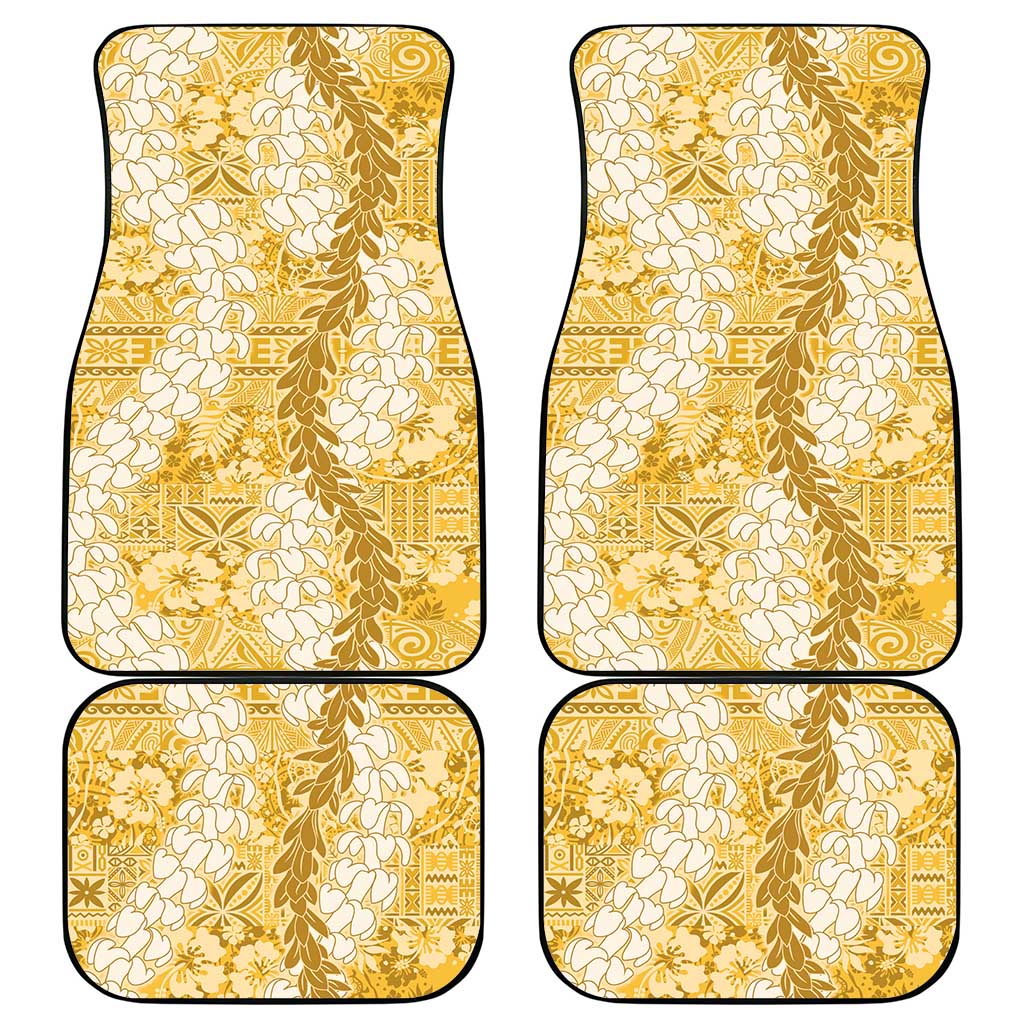Gold Puakenikeni and Maile Lei Car Mats Hawaiian Style Tribal Tapa Double Strand Lei