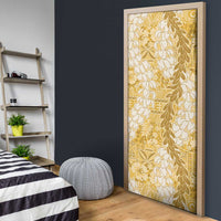 Gold Puakenikeni and Maile Lei Door Cover Hawaiian Style Tribal Tapa Double Strand Lei - Polynesian Pride