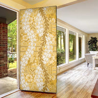 Gold Puakenikeni and Maile Lei Door Cover Hawaiian Style Tribal Tapa Double Strand Lei - Polynesian Pride