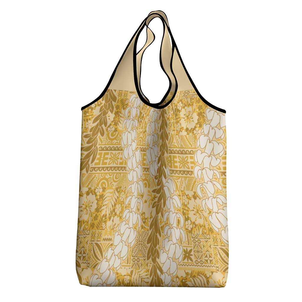 Gold Puakenikeni and Maile Lei Grocery Bag Hawaiian Style Tribal Tapa Double Strand Lei LT9 - Polynesian Pride