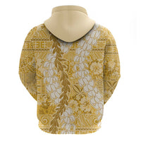 Gold Puakenikeni and Maile Lei Hoodie Hawaiian Style Tribal Tapa Double Strand Lei