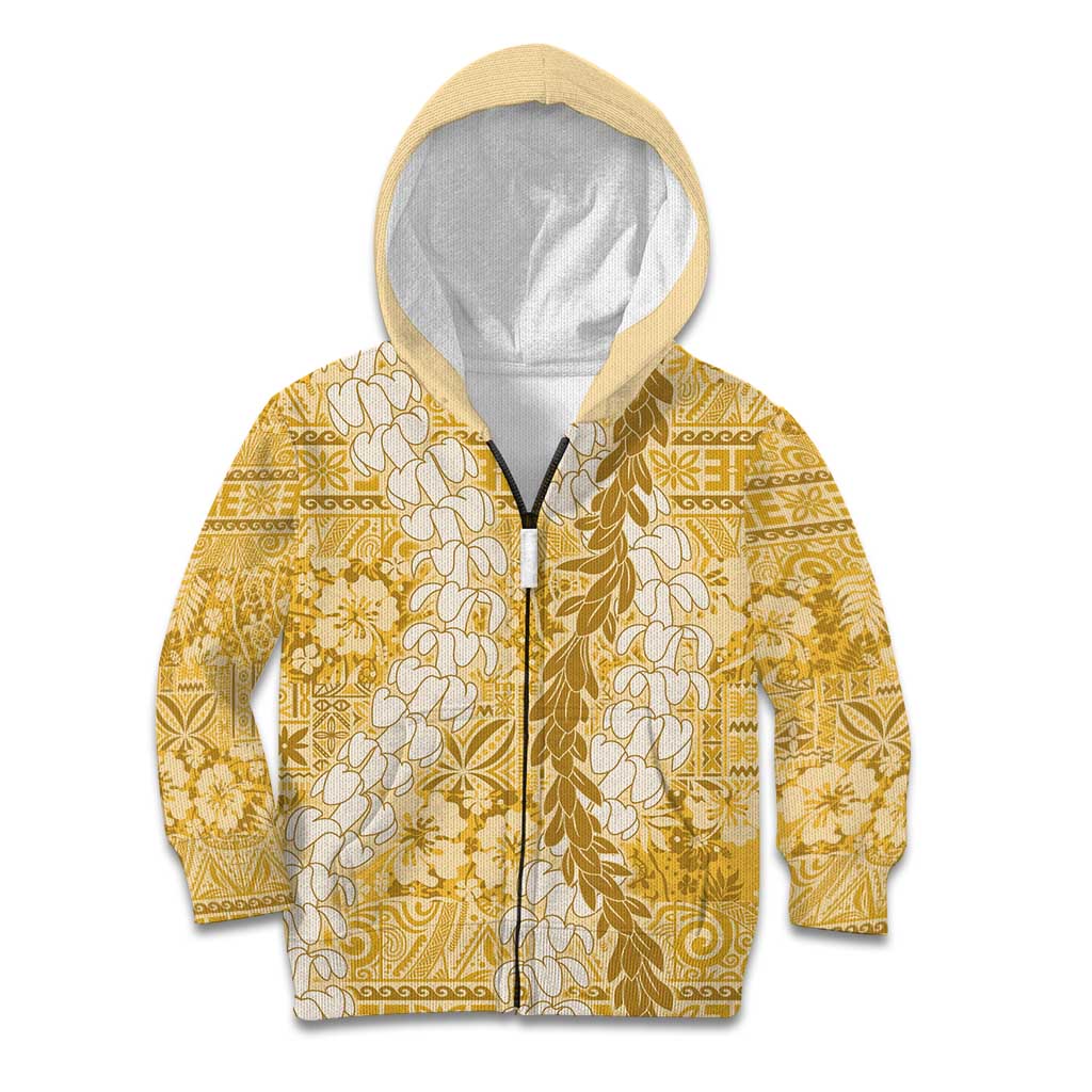 Gold Puakenikeni and Maile Lei Kid Hoodie Hawaiian Style Tribal Tapa Double Strand Lei